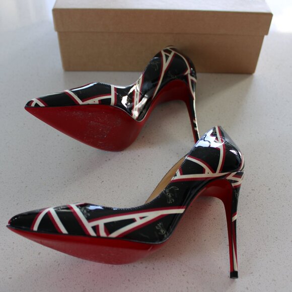 Christian Louboutin Multicolor Ribbon Print Pigaelle Heels - Picture 3 of 3